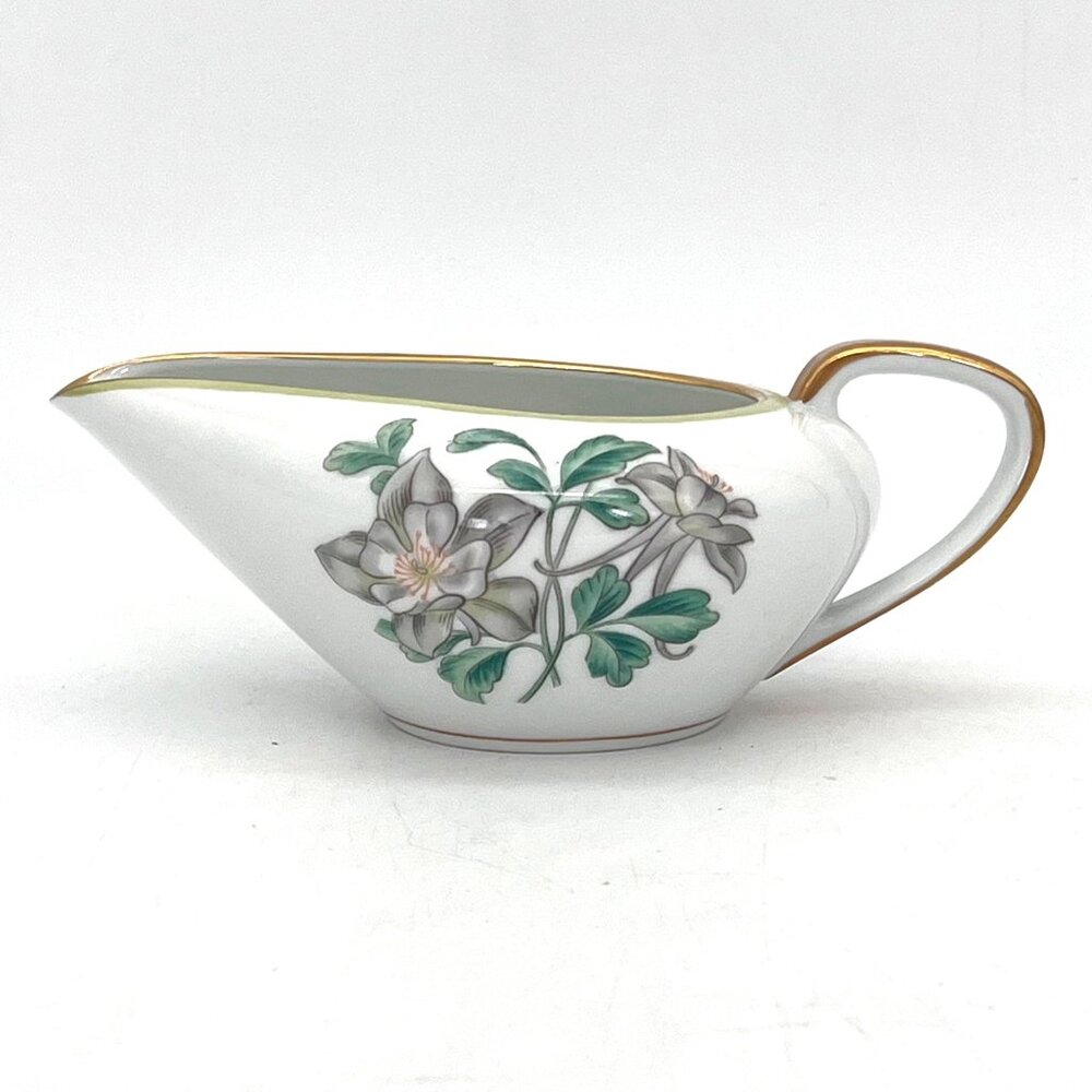 Noritake China Floral Gravy Boat Creamer Made In Japan Porcelain With Gold Trim